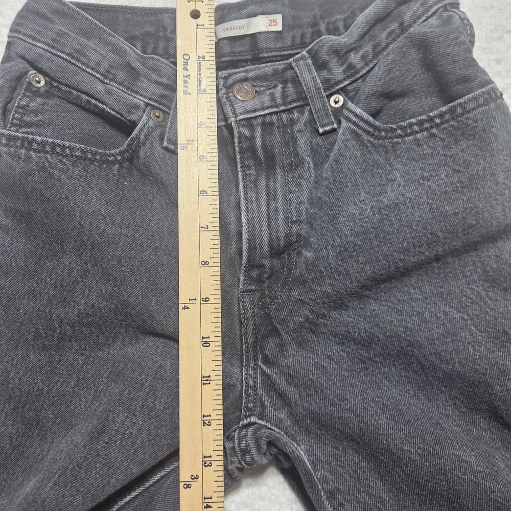 Levi's 94 Baggy Jeans Black Women's Size 25 High Waisted Denim Relaxed Faded - Picture 4 of 9